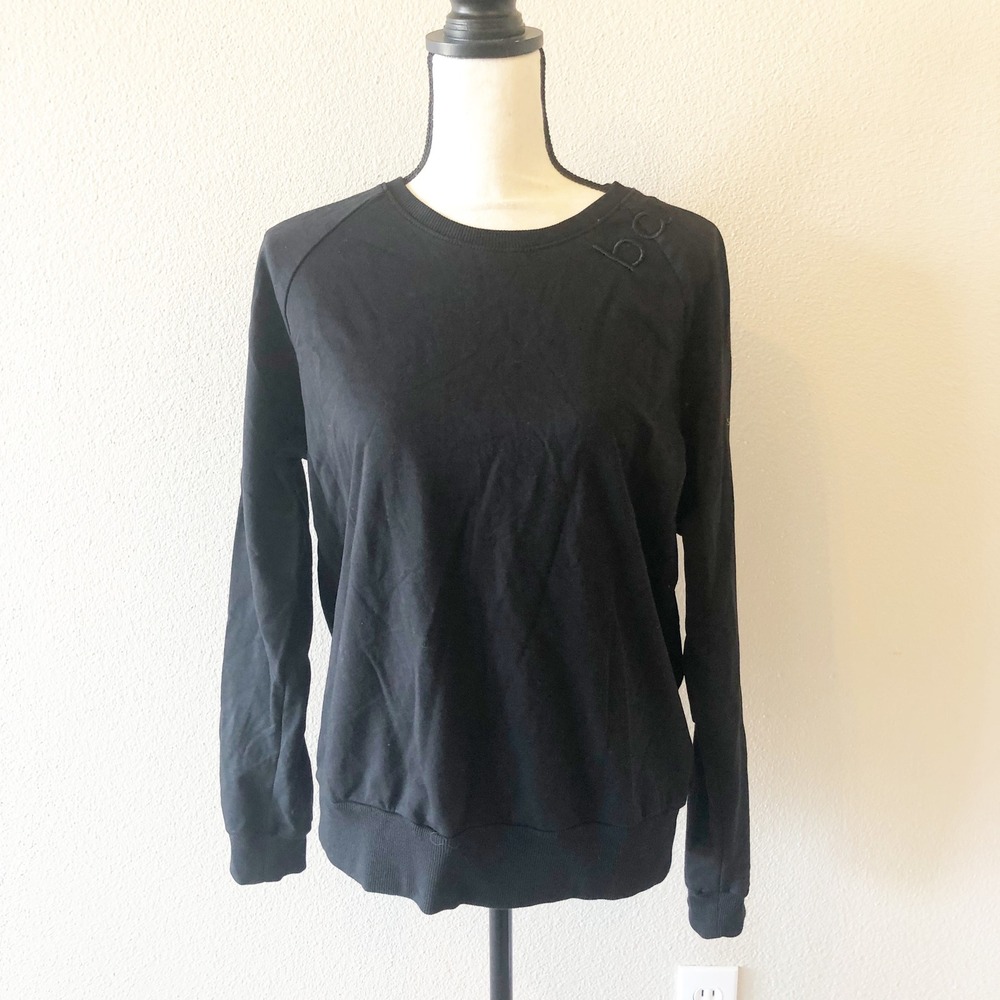 Barre3 Sweatshirt Womens Large Black Cotton Raglan Sleeve Crewneck Yoga